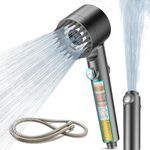 MEKO Hard Water Filter Shower Head with 15 Stage Filter, 3+1 Spray Jet Modes High Pressure Shower Head and 1.5m Hose, Handheld Massage Shower Filter for Residual Chlorine Remove (Grey)
