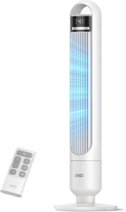 Dreo Silent Tower Fan, 28dB, 90° Oscillating, 4 Speeds, 8H Timer – White