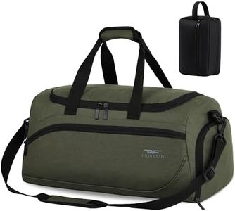 FIORETTO 35L Mens Sports Gym Bag with Wet Pocket & Shoe Compartment,Travel Duffle Bag Overnight Bag with Padded Shoulder Strap, Sports Holdall for Swimming, Basketball Green