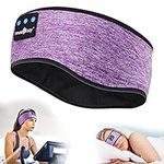 MUSICOZY Bluetooth Headband Sports Sleep Headphones, Wireless Music Sleeping Headphones Sleep Eye Mask Earbuds IPX6 Waterproof for Side Sleepers Workout Running Insomnia Travel Yoga Office, Purple