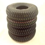 Set of 4 Black Block Tread Pneumatic Mobility Scooter Tyres Size 3.00-4 (300x4)(260x85)
