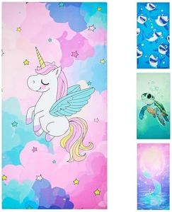 joyoldelf Serviette de Plage Licorne - 70 x 140 cm Serviette de Bain pour Filles, Rose Coton Drap de Plage Enfants, Séchage Rapide Ultra Absorbant Doux Couverture de Plage Piscine Voyage Natation