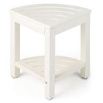 RELAX4LIFE Bathroom Stool, HDPE Slatted Shower Bench Seat with Anti-Slip Pads, Bath SPA Corner Display Rack for Bathroom Hallway Living Room (Fan-Shaped, White)