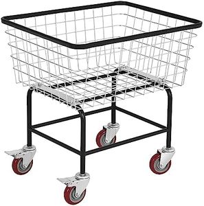 YITAHOME Wire Laundry Cart 2.5 Bushel, Rolling Laundry Basket with Wheels, Metal Commercial Wire Laundry Basket Cart with Galvanized Finish, Heavy Duty Large Steel Basket for Laundry Clothes Storage