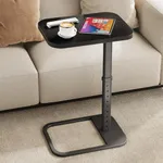 Kitstorack Upgraded TV Tray Table with Panel Lock, Adjustable Height & 90° Flip-Over Design, Sofa Arm End Side Table for Eating, Dinner, Snack, Laptop, Couch, Bed, Chair or Small Spaces, Black