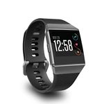 AIUNIT Compatible for Fitbit Ionic Band Women Men Black Large Smoke Gray Buckle, Replacement Strap Sport Accessory Wristband for Fitbit Ionic Smart Watch