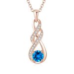 LOCIBLO November December Birthstone Necklaces for Women 925 Sterling Silver Infinity Pendant 18K Rose Gold Plated Synthetic London Blue Topaz Necklace Jewellery for Her, 16"+2"