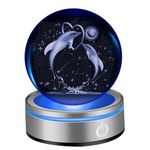 IFOLAINA 3D Dolphin Crystal Ball Gift Snow Globe for Her Women Dolphins Model Laser Engraved in Glass Ball Gift for Mom Mum Kids Girls Lovers