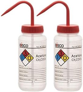 EISCO Wash Bottle for Acetone, 500ml - Labeled with Color Coded Chemical & Safety Information (4 Colors) - Wide Mouth, Self Venting, Low Density Polyethylene Labs