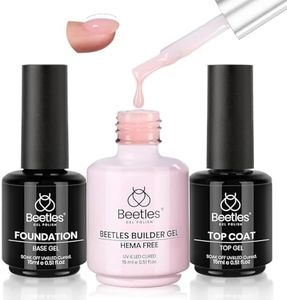 Beetles Hema Free Pink Builder Gel with No Wipe Gel Top Coat and Base Coat Shine Finish and Long Lasting, Soak Off LED Jelly Nude Builder Nail Strengthener Extension Thickening & Repair