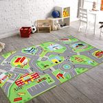 Booooom Jackson Kids Rug100x200cm Play Mat for Toy Cars,Colorful and Fun Play Rug with Roads for Playroom Car Rug to Have Hours of Fun on,Nursery Rug Cars,Area Rug Non-Slip Backing