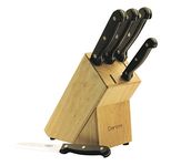 cartini Godrej 5 Pcs Knife Set with Rubber Wood Knife Holder Set (Chef Knife +Bread Knife + Carving Knife + Vegetable Knife + Paring Knife),Rubberwood,Brown