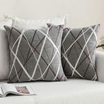 MIULEE Pack of 2 Decorative Throw Pillow Covers Woven Textured Chenille Cozy Modern Concise Soft Grey Style Two Square Cushion Shams for Bedroom Sofa Car 18 x 18 Inch