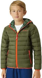 Eddie Bauer Kids' Reversible Jacket - Weather Resistant Quilted Down Coat for Boys and Girls (3-20), Size 14-16, Olive