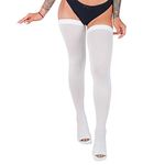 invera Anti Embolism Compression Stockings, Thigh High Unisex Ted Hose Socks 15-20 mmHg Moderate Level, White, M (1 Pair)