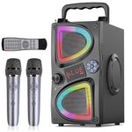 Karaoke Machine for Kids Adults, Portable Bluetooth Mini Karaoke Singing Speaker with 2 Wireless Microphone and LED Lights, Gifts Toys for All Smartphones, Birthday, Family, Home Party