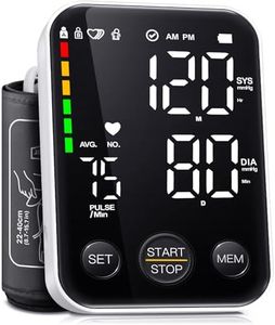 Blood Pressure Monitor Upper Arm Blood Pressure Monitors for Home Use BP Machine with 2x120 Reading Memory Adjustable Arm Cuff 8.7"-15.7" Large Display with LED Background Light Storage Bag