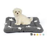 MORA PETS Medium Dog Crate Bed Mattress 60 x 45cm Washable Dog Bed Mat Soft Pet Bedding for 24 inch Cage Flat Puppy Bed Cushion with Star Pattern Grey