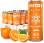 ODYSSEY ELIXIR Sparkling Mushroom Drink with Lions Mane and Cordyceps Adaptogenic Mushrooms, L Theanine and Green Tea Caffeine for Energy and Focus, Orange Ginger Flavor, 12 Fl oz, 12 Pack