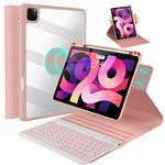 Keyboard Case For iPad Air 11-inch M2 2024/Ipad pro 11/10.9 Inch Air 5th 2022/4th 2020 Case with Keyboard -7 Backlit, 360 Degree Folio Rotatable Magnetic Detachable Cover with Pencil Holder (Pink)