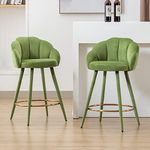 Wahson Velvet Bar Stools Set of 2 Breakfast Kitchen Bar Chairs with Back,Upholstered Counter Chairs Modern Counter Stools for Home Bar/Kitchen Island,Green