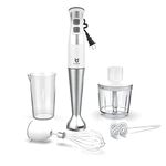Immersion Hand Blender, Utalent 5-in-1 8-Speed Stick Blender with 500ml Food Grinder, BPA-Free, 600ml Container,Milk Frother,Egg Whisk,Puree Infant Food, Smoothies, Sauces and Soups - White