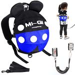 Toddlers Leash + Anti Lost Wrist Link Child Kids Safety Harness Kids Walking Wristband Assistant Strap Belt for Baby Gift (Black/Blue)