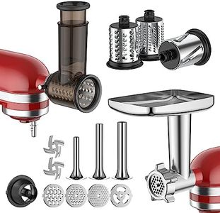 Meat Grinder & Slicer Shredder Attachment for Kitchenaid Stand Mixer, Kitchen Aid Mixers Accessories, Includes Metal Meat Grinder, Sausage Stuffer, Meatball Accessories, Slicer Shredder Set By GVODE