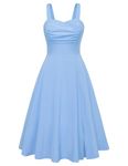 Women Summer Beach Dress Sweetheart Neck Swing A Line Prom Party Dress Blue L