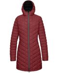 33,000ft Women's Long Puffer Jacket with Hood, Lightweight Warm Puffy Quilted Winter Coats, Burgundy, Medium