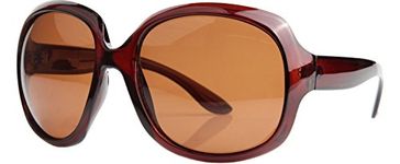 Sakkas 5654AG Polarized Retro Oversized Frame Fashion Sunglasses - Brown Polarized