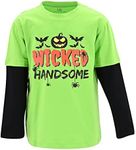 Boys Toddler Wicked Handsome Funny Halloween Shirt Raglan (6Y, Green)