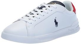 Polo Ralph Lauren Men's Heritage Court Ii Leather Sneaker, White/Red/Blue, 10 UK