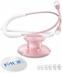 MDF Instruments, Acoustica Lightweight Stethoscope for Doctors, Nurses, Students, Home Health Use, Adult, Dual Head, White Tube, Rosegold (Matte Finish) Chestpiece-Headset, MDF747XPRG29