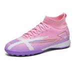 WANEMIL Mens TF/FG Soccer Cleats Youth Football Competition Training Soccer Shoe for Indoor Outdoor, Tf-pink, 11.5