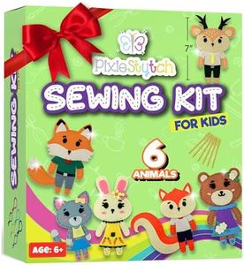 Beginner Sewing Kit for Kids - Sew & Create 6 Adorable Stuffed Animal Projects - Fun DIY Craft Set for Ages 6 and up - Educational & Creative Sewing Kit for Girls & Boys - Gift for Young Crafters