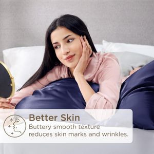 Bedsure Satin Pillowcase – Navy Blue, Soft Silky Pillow Cover