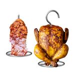 Thanksgiving Turkey Roaster Turkey Hanger & Vertical Skewer Al Pastor Skewer Stand Set, Turkey Fryer Rack Hook Skewer Stand Brazilian Meat Skewer Set for Pit Barrel Smoker, Big Green Egg, Weber Grill