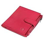 ALLEN & MATE Women Wallet RFID Blocking Genuine Leather Compact Bi-fold Wallet for Woman Zipper Coin Pocket Small Ladies Purse with ID Window