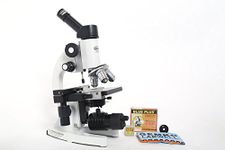 Gemkolabwell Inclined Compound Binocular Microscopes, Laboratory Microscope with 1500X Eyepieces, Dual Layer Mechanical Stage, Blank Slides, Cover Slips, Students and Adults Use