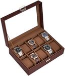 ProCase Watch Box, 10 Slot Mens Watch Case, Watch Storage Holder Organizer, Watch Display Case with Glass Lid, Anniversary Birthday Valentine Gifts for Men Women -10 Slot, Espresso