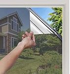 rabbitgoo One Way Window Film Privacy, Reflective Window Film Anti Glare, Mirror Window Film Heat Reduce, Window Tint Film UV Blocking, Window Sticker Adhesive for Home, Office, Silver, 44.5x200cm