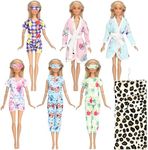 SOTOGO 11 Pieces Doll Clothes and Accessories for 11.5 Inch Girl Doll Good Sleeping Playset Include 6 Sets Doll Pajamas and Bathrobes, 1 Piece Sleeping Bag and 4 Pieces Doll Eye Masks