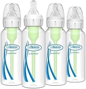 Dr. Brown's Natural Flow Anti-Colic Options+ Narrow Baby Bottle, 8 oz/250 mL, with Level 1 Slow Flow Nipple, 0m+, 4 count