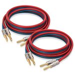 AutCreation Speaker Cable Wire with Banana Plugs,12AWG HiFi Pure Copper Speaker Cable Wire,99.9% OFC Copper,Gold-Plated Banana Tip Plugs,Red/Blue (1.5M(4.9ft))