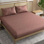 Trance Home Linen 100% Egyptian Cotton 300TC Long Staple Jacquard Weave Bed Sheets Flat Bedsheet King Bed Size Flat Bedspread with 2 Pillow Covers (108 x 108 inch, Dusty Rose)