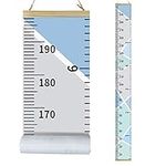 Height Chart for Kids, 7.9 x 79 Inch Children Growth Chart Wall Hanging Ruler Boys Girls Baby Removable Canvas and Wood Measuring Ruler for Children Bedroom & Nursery Decoration (Blue)