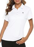 MoFiz Ladies Short Sleeve Golf Shirts Dry Fit Polo Shirts White M