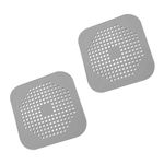 Square Drain Cover for Shower 5.7-inch TPR Drain Hair Catcher Flat Silicone Plug for Bathroom and Kitchen Grey/White Filter Shower Drain Protection Flat Strainer Stopper with Suction Cups (GREY)