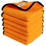 MR.SIGA Professional Premium Microfiber Towels for Household Cleaning and Car Washing, Dual-Sided Auto Detailing Towels, Gold, 15.7 x 23.6 inch, 6 Pack